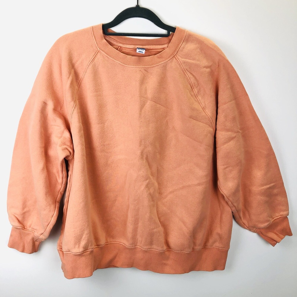 Old Navy SoComfy Oversized Sweatshirt Peach Pink Relaxed Fit Pullover Medium - Picture 3 of 6